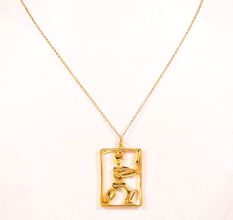 Gold Plated Brass Cricket Pendant Necklace Sports Accessory Gift for Cricketers Coaches and Fans